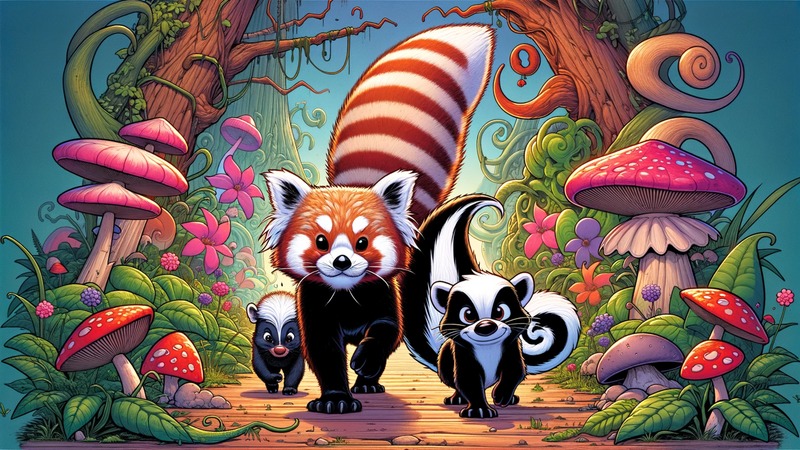 Wild-red-panda-skunk-and-weasel-walking-side-by-side レッドパンダとは【由来、立つ理由、スカンクとの関係】
